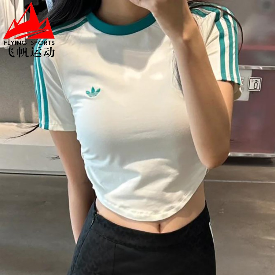 阿迪达斯三叶草女装2025秋新中式修身显瘦休闲短袖T恤KC5852 5851