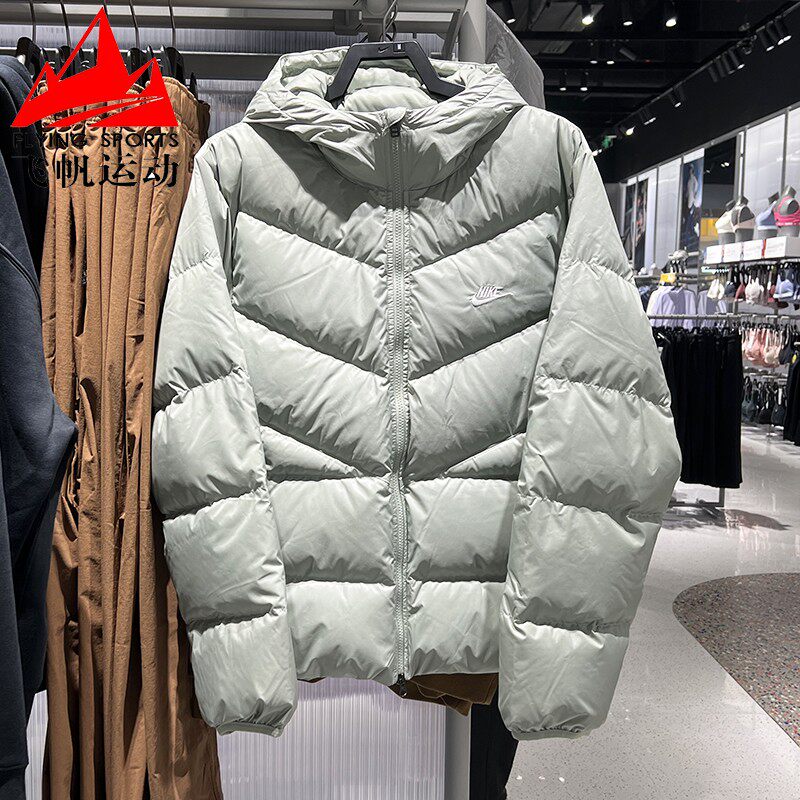 耐克羽绒男装服2025冬风行者经典拒水保暖宽松连帽外套HQ7791-370