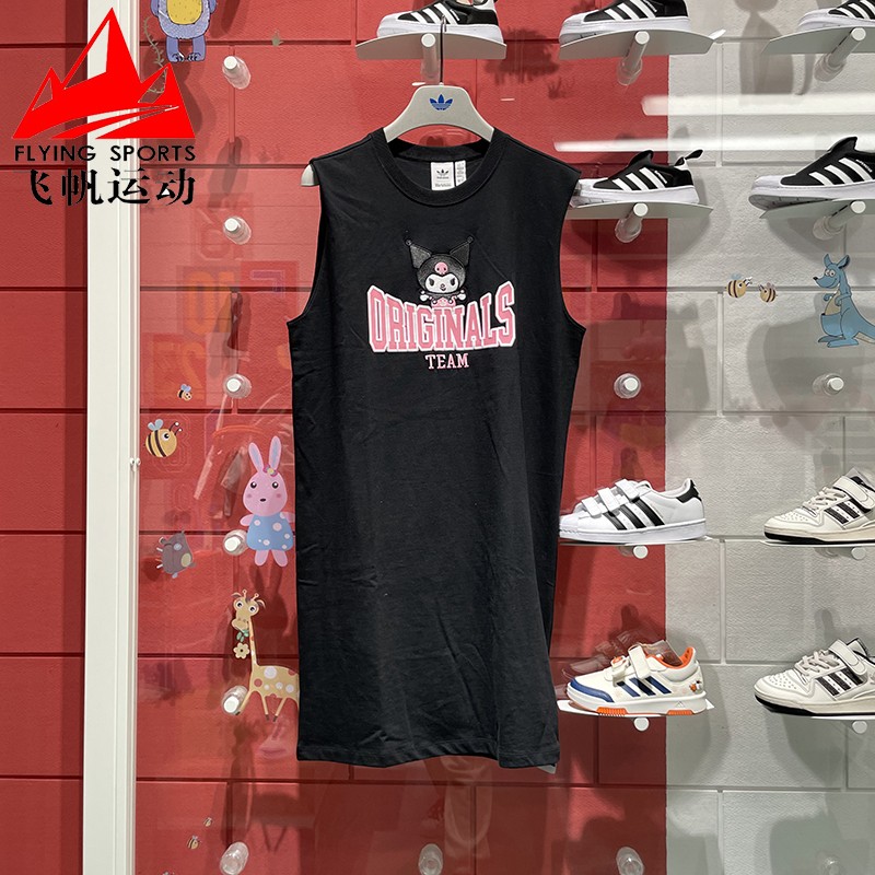 阿迪达斯无袖圆领连衣裙