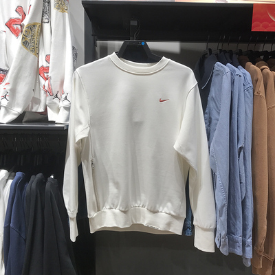 耐克男装2024春款圆领刺绣小勾宽松休闲运动套头卫衣 HF1115-100