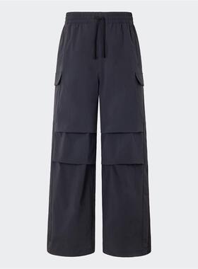 阿迪达斯三叶草男女裤2025春梭织宽松直筒工装运动伞裤长裤KB9150