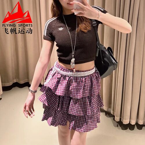 阿迪达斯三叶草女装2026夏季复古钩织透气修身运动短袖T恤 KC6480