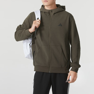 阿迪达斯男装2024秋季经典针织训练运动服防风连帽夹克外套IY1133