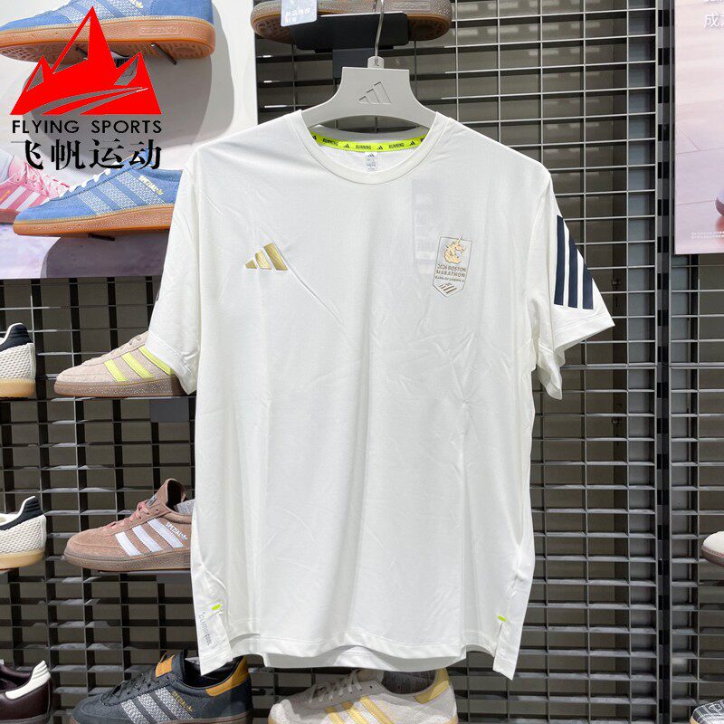 阿迪达斯女装2026夏波士顿马拉松速干透气跑步运动短袖T恤 KE6208