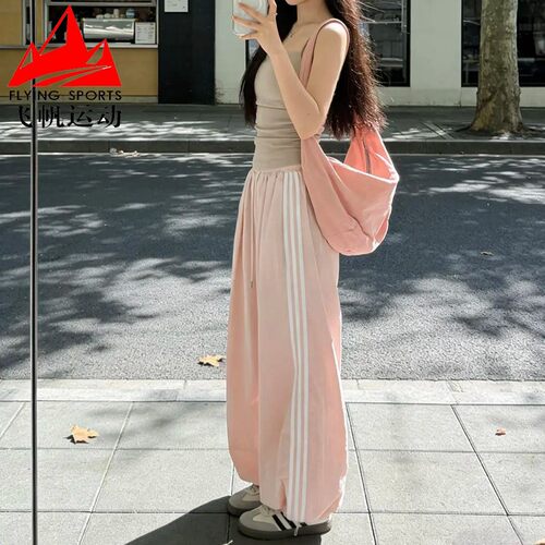 宋雨琦同款阿迪达斯三叶草女裤2026夏三条纹宽松束脚运动裤KY5053