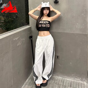 阿迪达斯扭扭裤 KB5223 女2025秋梭织三条纹宽松百搭休闲运动香蕉裤