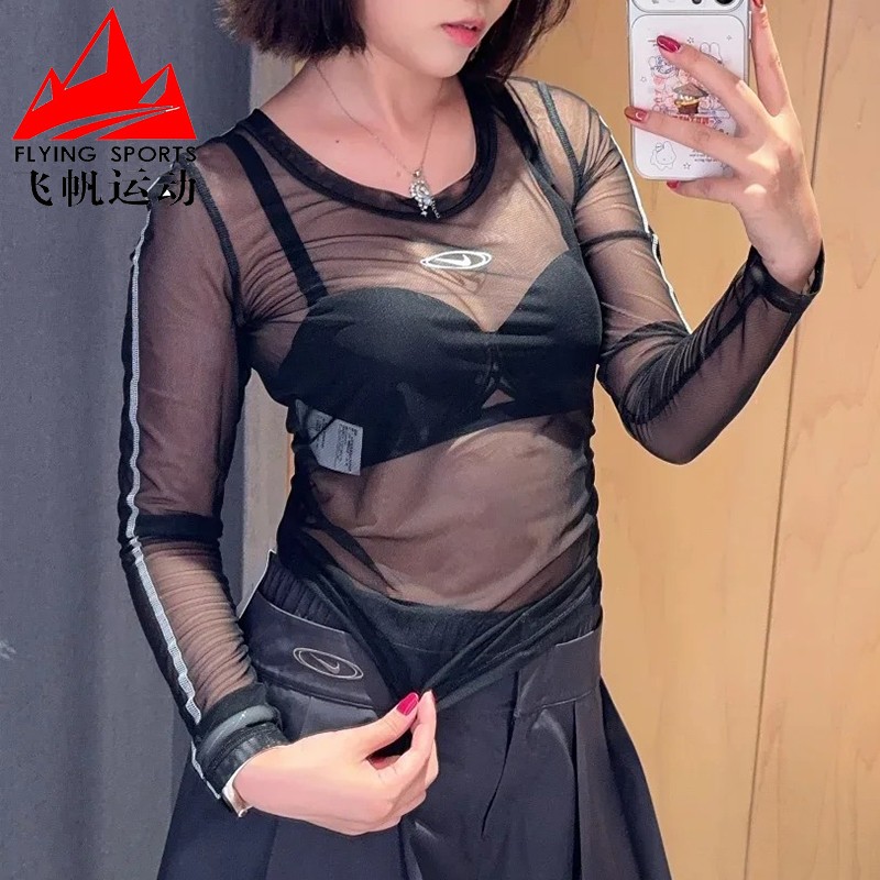 耐克女装2026秋季辣妹风性感紧身薄纱运动无袖背心T恤 IU2648-010
