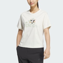 阿迪达斯女装2024夏小熊猫印纯棉宽松休闲运动短袖T恤JI6868 6864