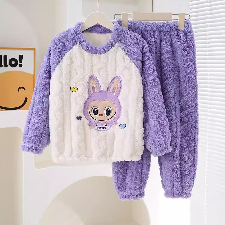 拉布布法兰绒宝宝加厚保暖睡衣