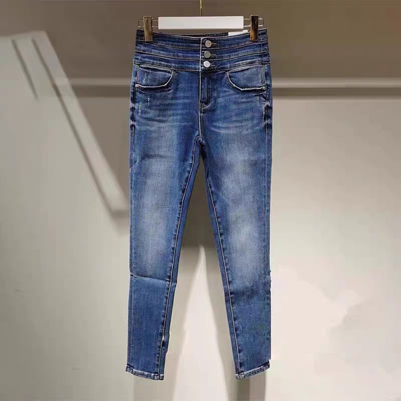专柜直发2022牛仔裤女三环紧身铅