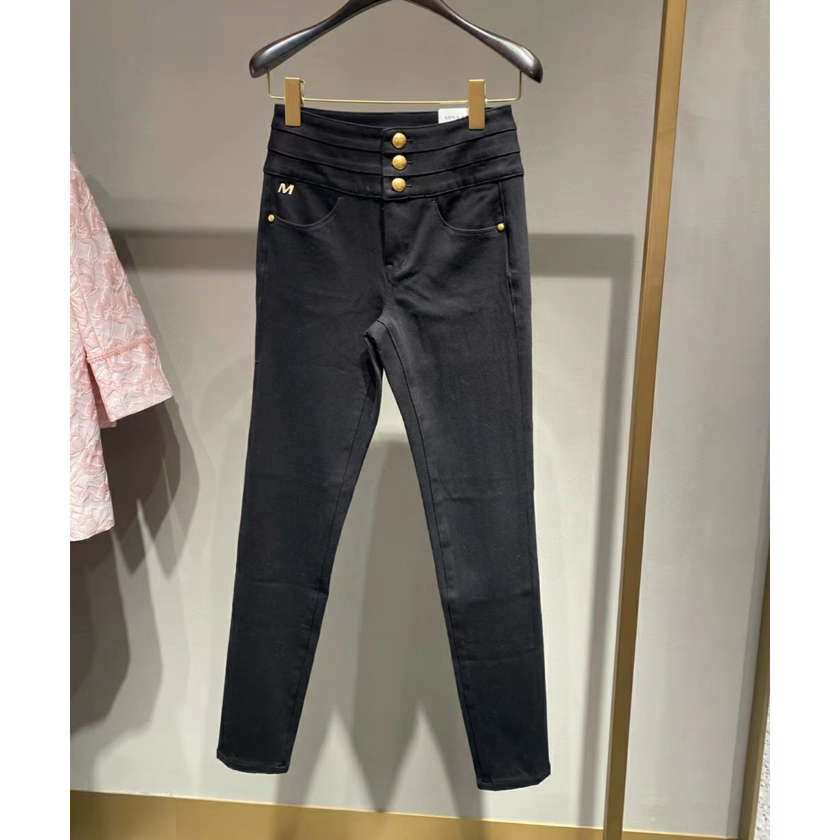 2023春季新款牛仔裤女三环高腰高