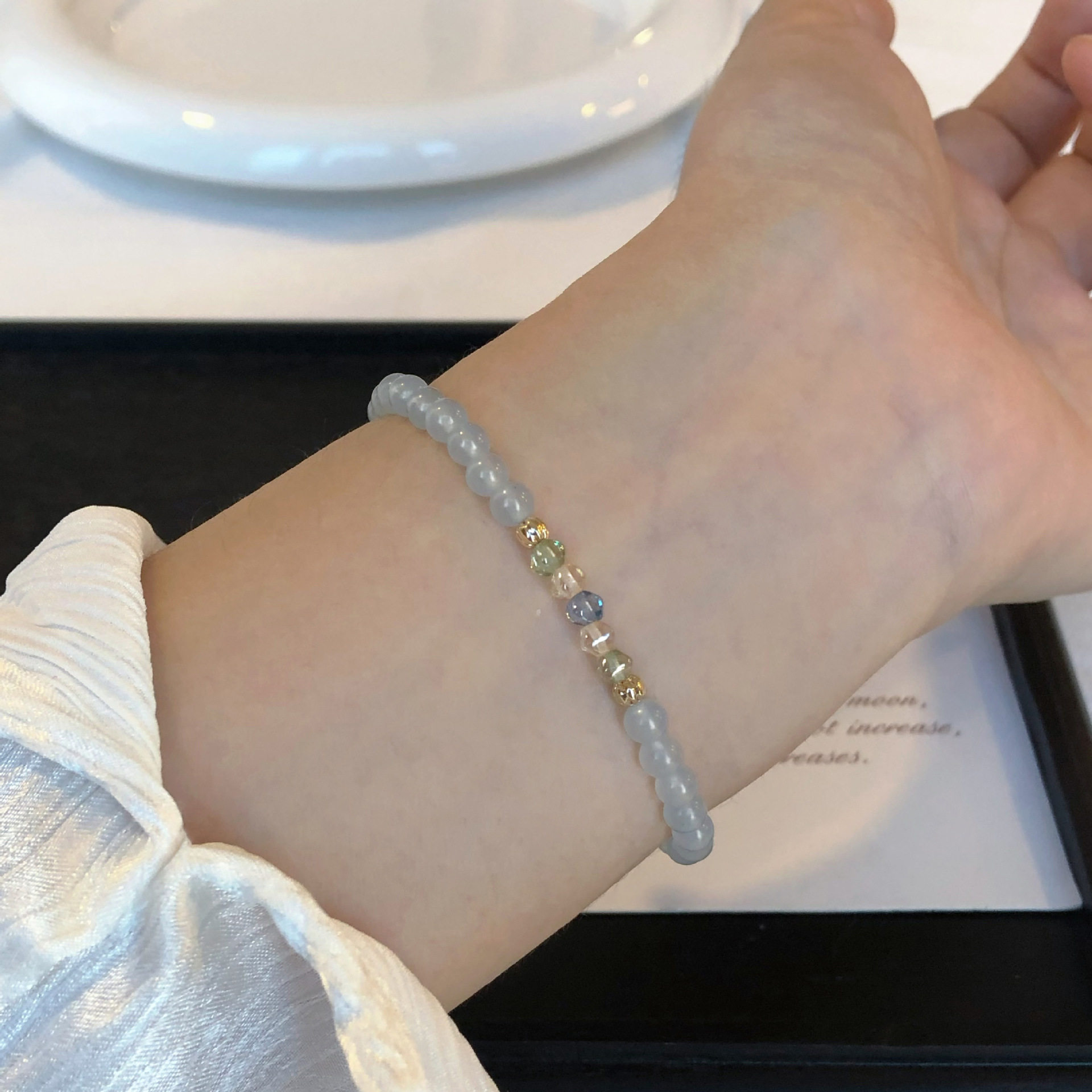 蓝玉髓水晶手链diy小红书热销小众设计仙女风小清新气质手饰新款