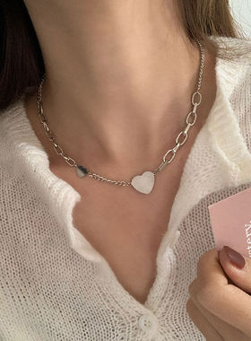 冷淡风嘻哈复古爱心拼接项链女锁骨链2025年新款简约气质卫衣配饰
