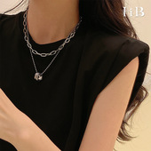 个性 ins双层叠戴甜酷风锁骨链项圈颈链 指环吊坠项链女小众设计感