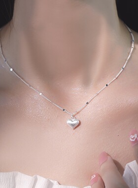 新款拉丝爱心项链女轻奢小众简约感心形水波链气质锁骨链2026新款