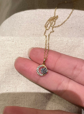 金色璀璨星河闪钻星月项链2026新款轻奢精致风小众设计锁骨链定制