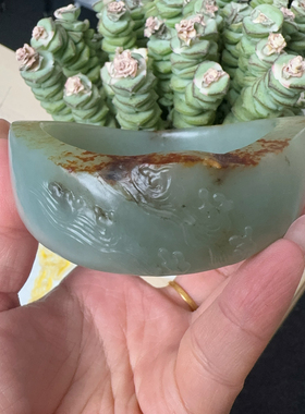 新疆和田玉蓝翠籽橘红皮带洒金皮壳籽料手镯油润细腻