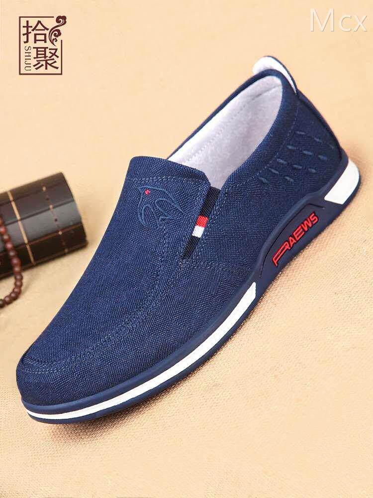 拾聚老北京布鞋男2023新款秋季男鞋中老年爸爸鞋一脚蹬懒人休闲鞋