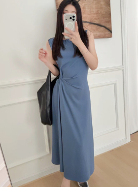 Fen 法式高级简约气质优雅通勤连衣裙纯色无袖修身显瘦温柔风长裙