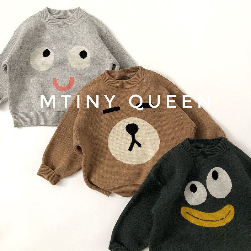 卡通插画～可爱～儿童毛衣秋冬韩版男女潮宝洋气棉套头针织衫宽松