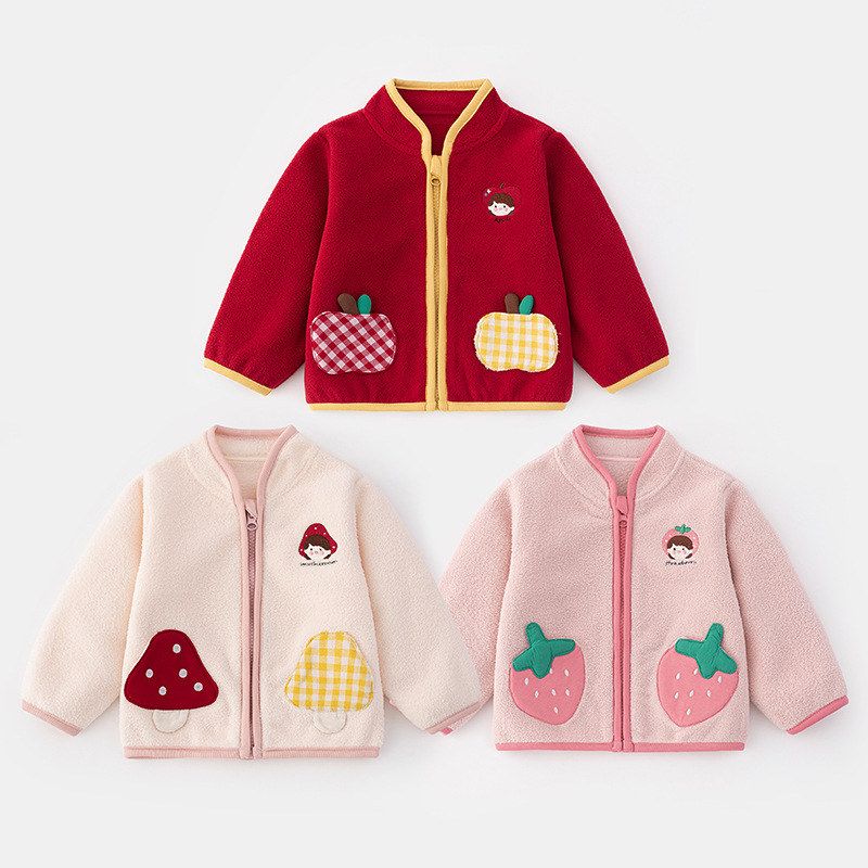女童外套冬装2025春秋洋气儿童衣服宝宝保暖上衣摇粒绒女宝宝5538