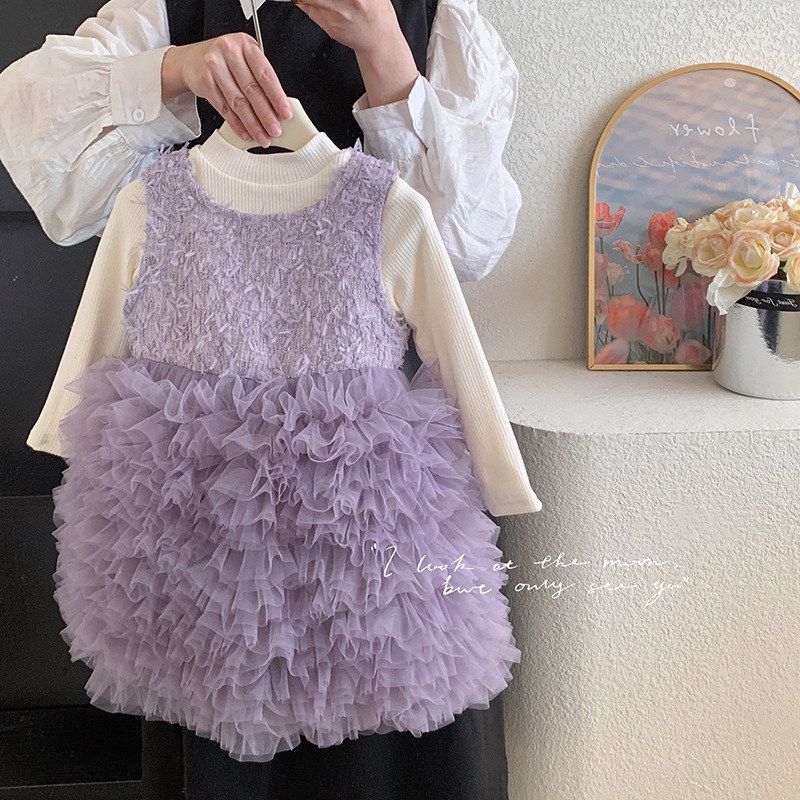 女童连衣裙套装冬季加绒款儿童洋气冬款裙子女宝宝冬装礼服公主裙