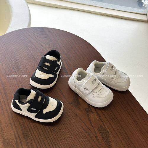 {16-30码}儿童运动低帮板鞋男女童韩版百搭休闲鞋宝宝软底小白鞋