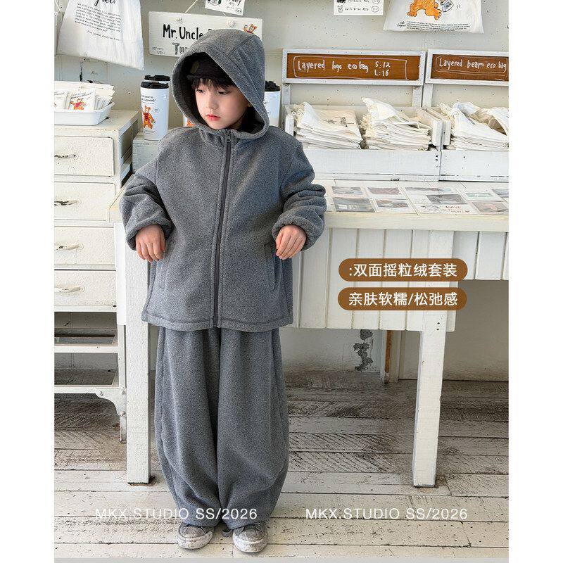 儿童冬装男童卫衣套装加绒加厚2026冬季新款中大童休闲保暖衣服潮