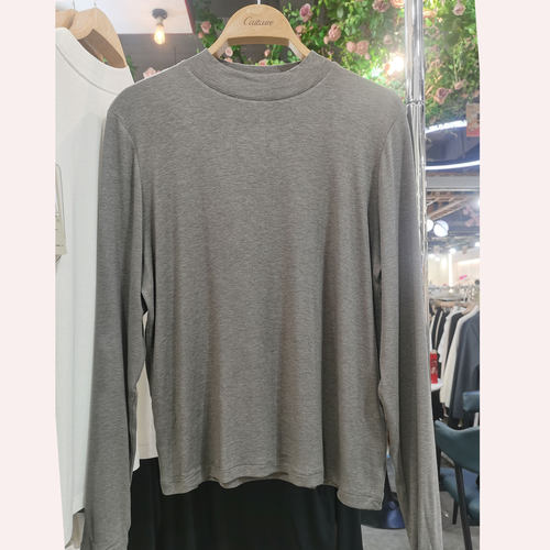 恺蒂亚斯7208女士绵羊毛小中领面膜衣纯色弹力超薄时尚百搭打底衫