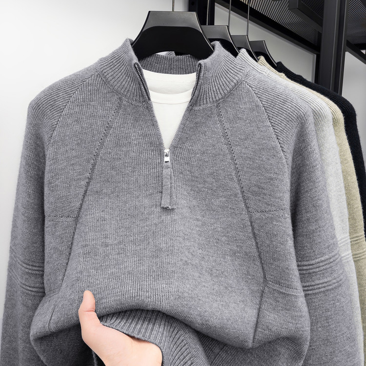 半高拉链常规款商务风套头青春活力针织衫/毛衣