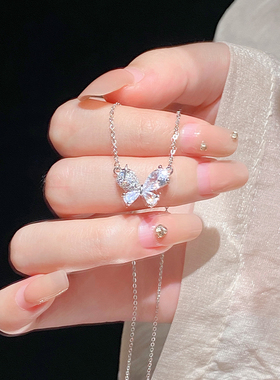 999纯银星芒蝴蝶项链女锁骨链