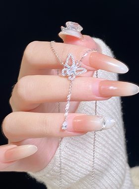 阿沐饰品纯银流苏蝴蝶项链女轻奢小众2024新款送闺蜜女友生日礼物