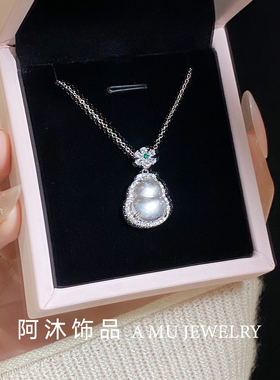纯银天然水沫玉葫芦项链女送闺蜜