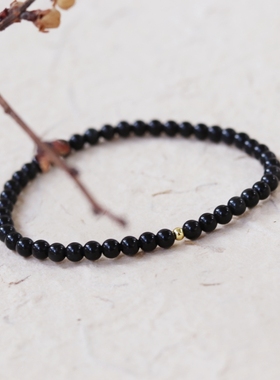 手链手串黑曜石原创设计男女极细