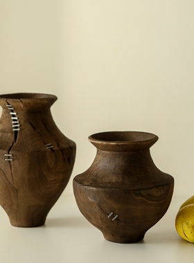 DI-HOME原创成系列艺术木桶手工实木花器摆件客厅民宿酒店装饰