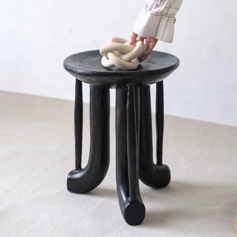 实木复古艺术边几角几复古造型凳艺术摆件古董圆凳杂志风