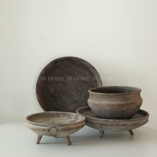 DIHOME侘寂风实木果盘客厅玄关装 饰品创意艺术工艺品家居饰品