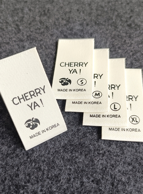 浅米黄色韩国制造领标布标对折叠侧标码数SMLF洗水made in korea