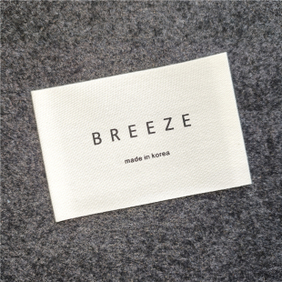 MADE KOREA米白色布标韩国制造领标外套大衣纯棉印唛宽标签