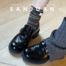 黑色单鞋 女冬加绒厚底乐福鞋 百搭 sanjuan三卷英伦风小皮鞋 羊皮版