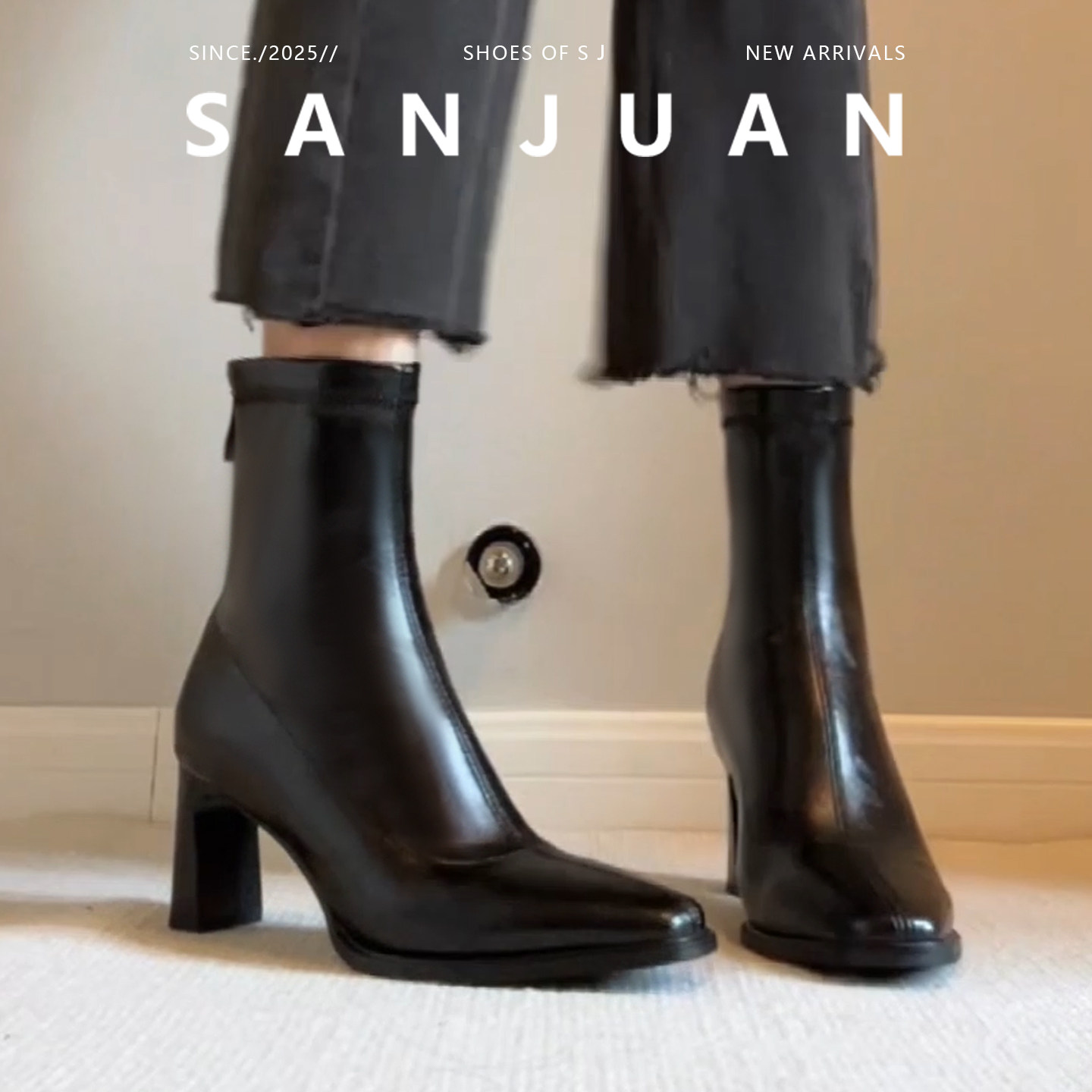 小个子高跟短靴弹力靴瘦瘦靴韩系