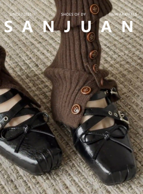 羊皮版sanjuan三卷芭蕾舞鞋交叉绑带柳丁单鞋黑色高级感玛丽珍鞋