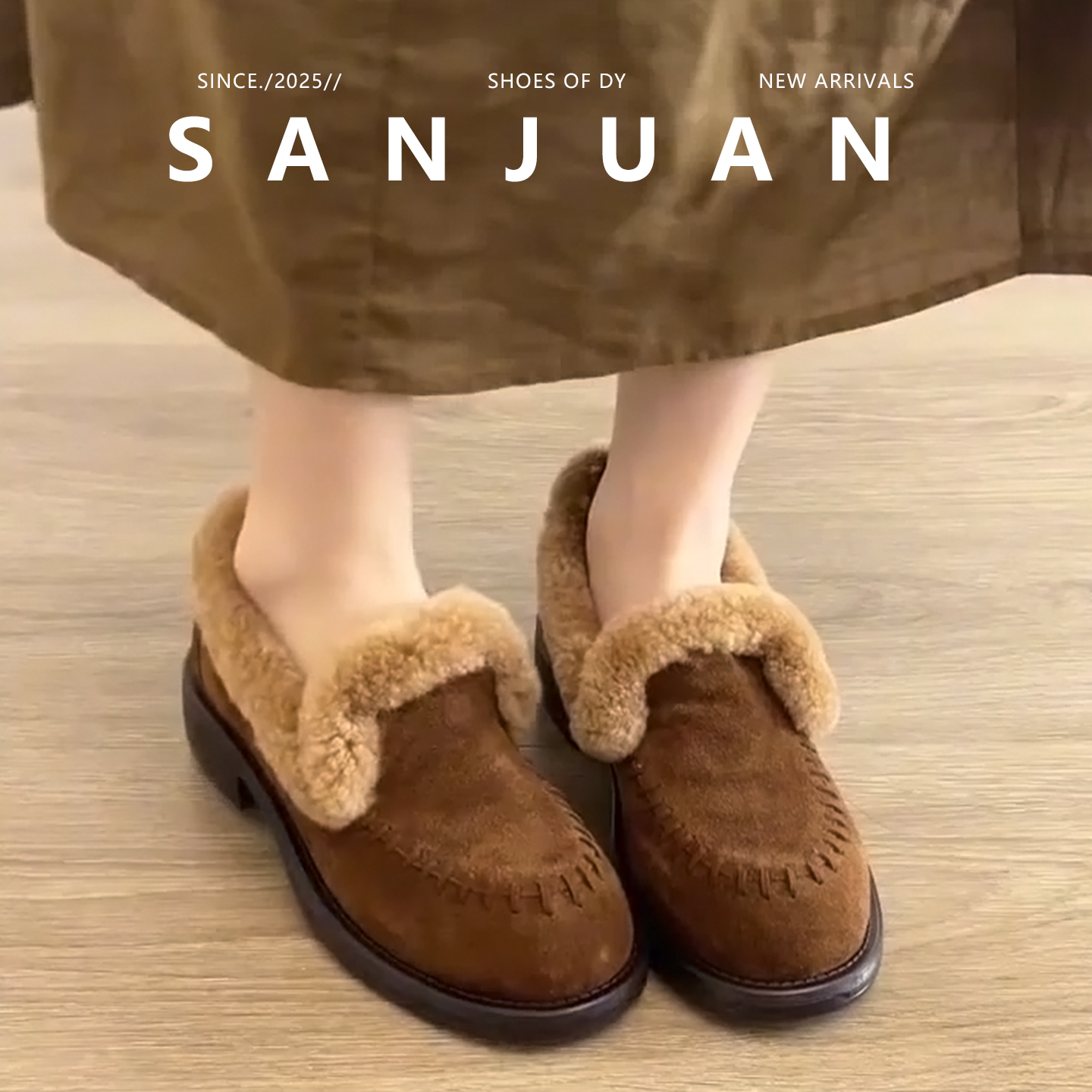 秋冬懒人外穿一脚蹬毛毛鞋