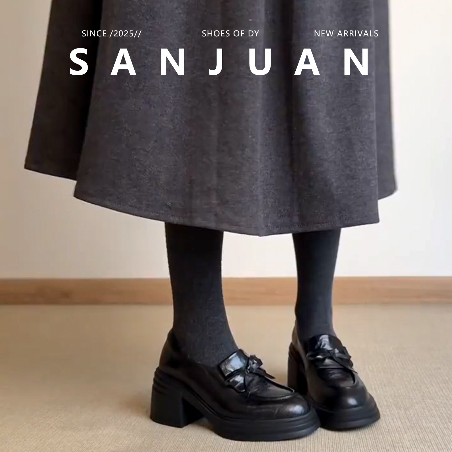 百搭厚底圆头小皮鞋春季新款单鞋