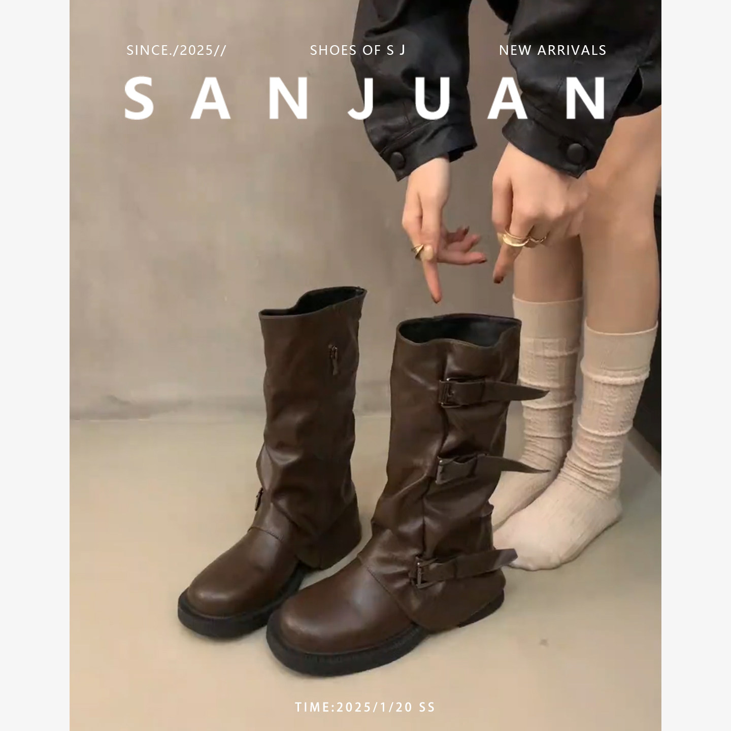 厚底皮带扣法式复古英伦风马丁靴