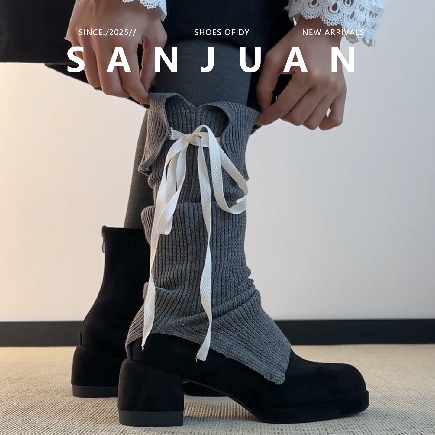 小个子百搭简约防水台增高女短靴