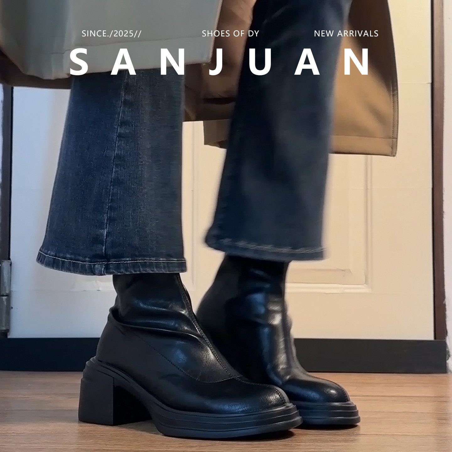 秋冬新款厚底英伦风短靴