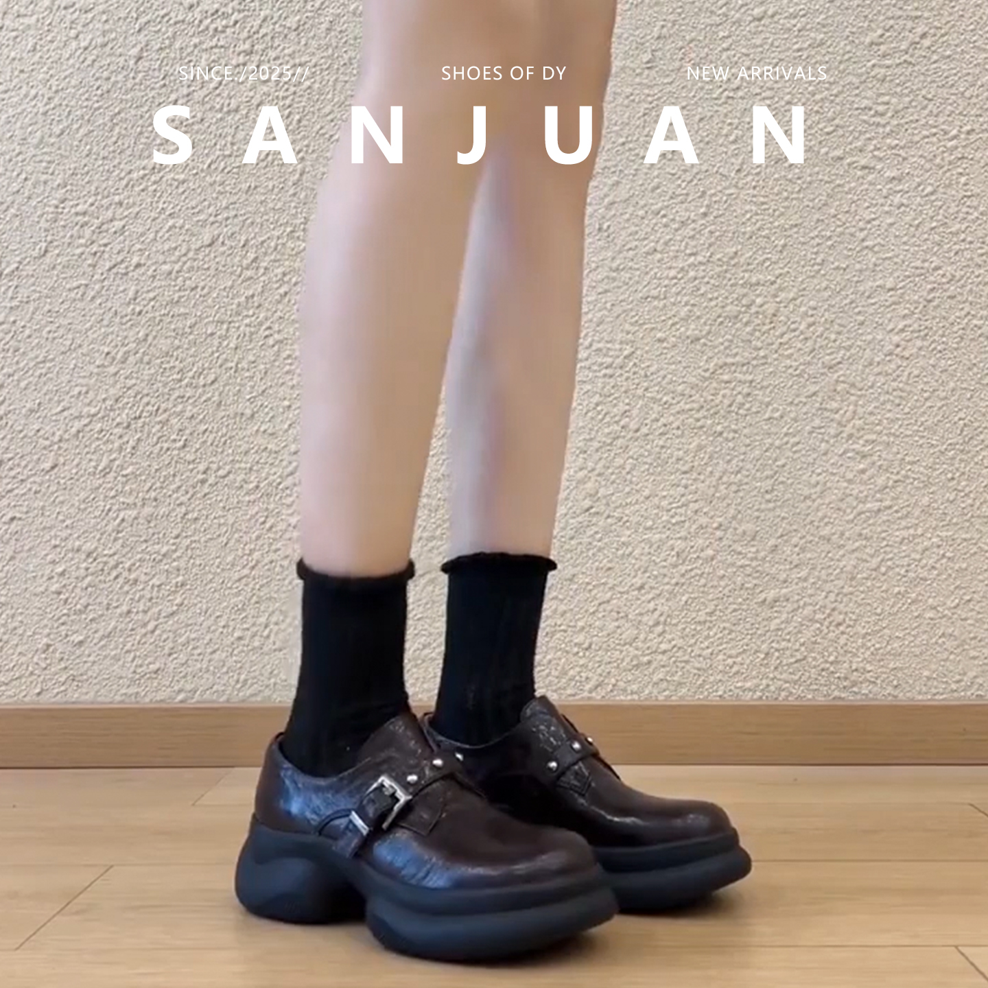 黑色/棕色舒适踩屎感厚底乐福鞋