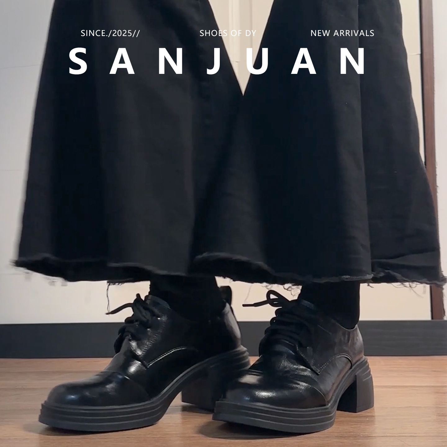 复古甜酷小个子高跟粗跟女小皮鞋