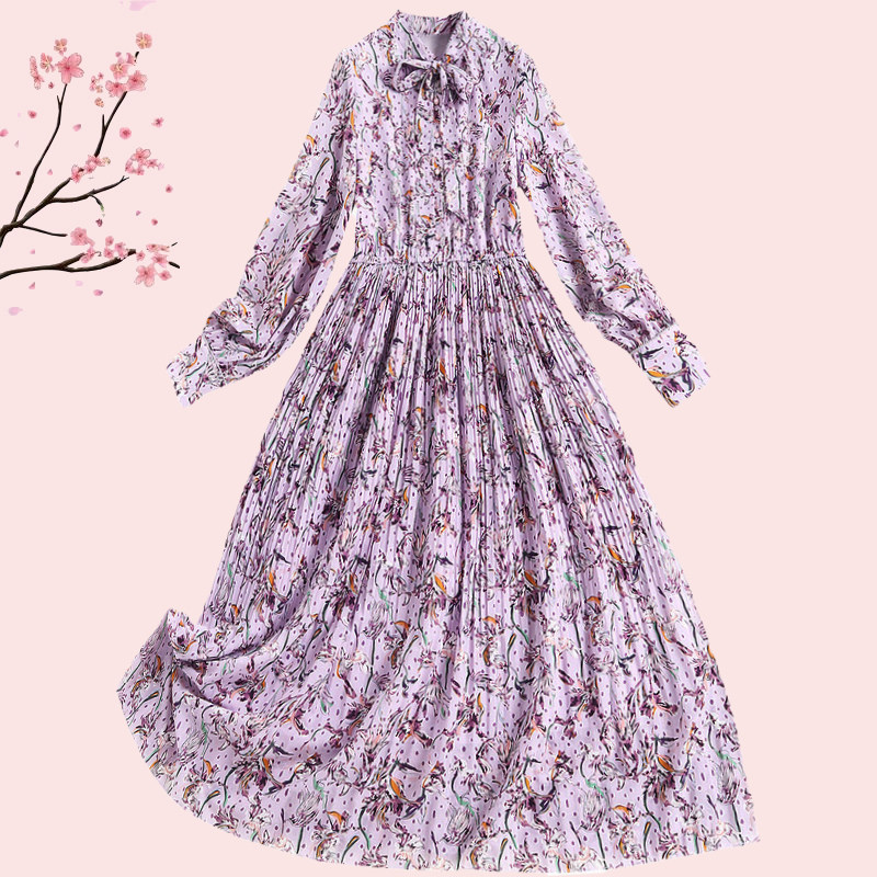 欧美高端女装大码出口2022春秋新款时尚显瘦甜美法式碎花连衣裙